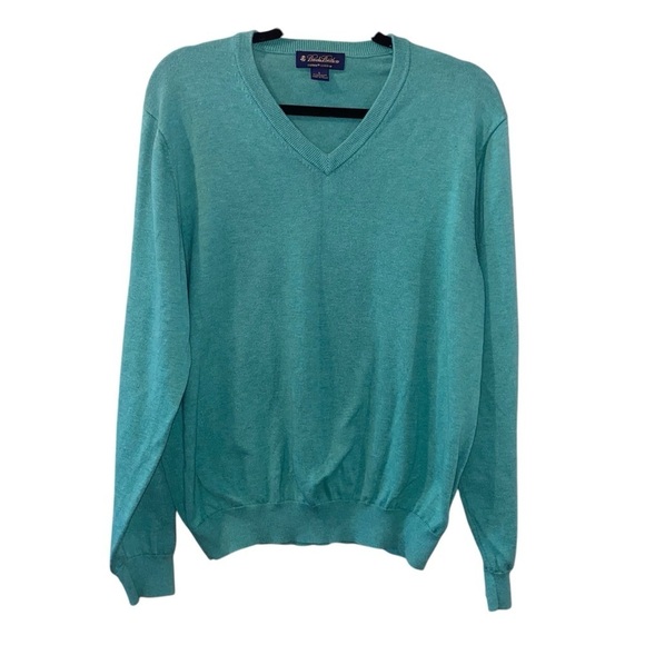 Men's Brooks Brothers V Neck 100% Supima Cotton Green Size Large - Picture 1 of 7